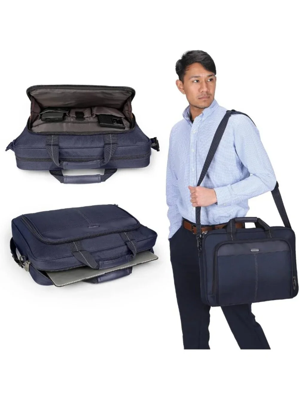 Classic Slim Laptop Bag - Ergonomic Briefcase & Messenger for 15-16